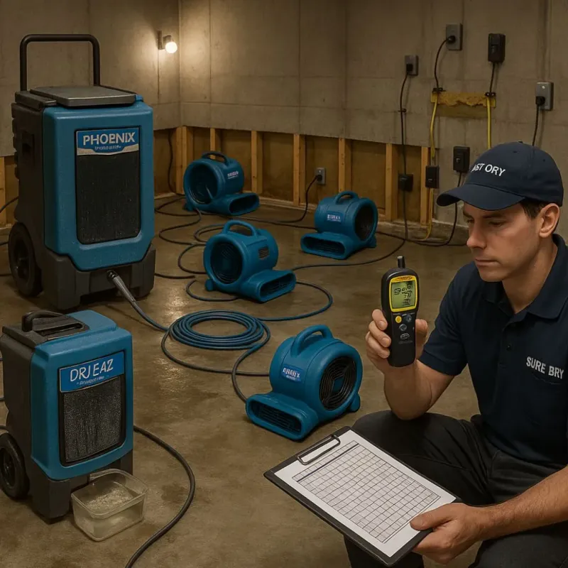 Structural Drying and Dehumidification process in Eden, NC